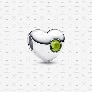 Pandora Engravable Spring Green Stone Heart Charm